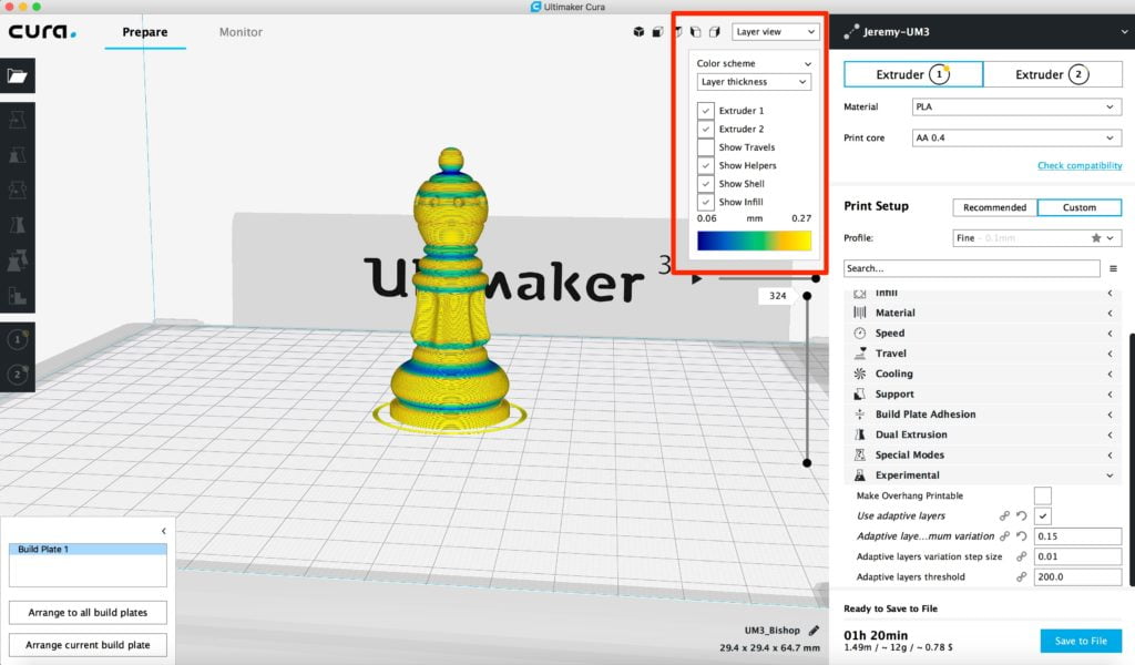 Cura 3D printing slicer software