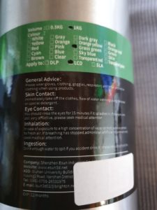 resin bottle label