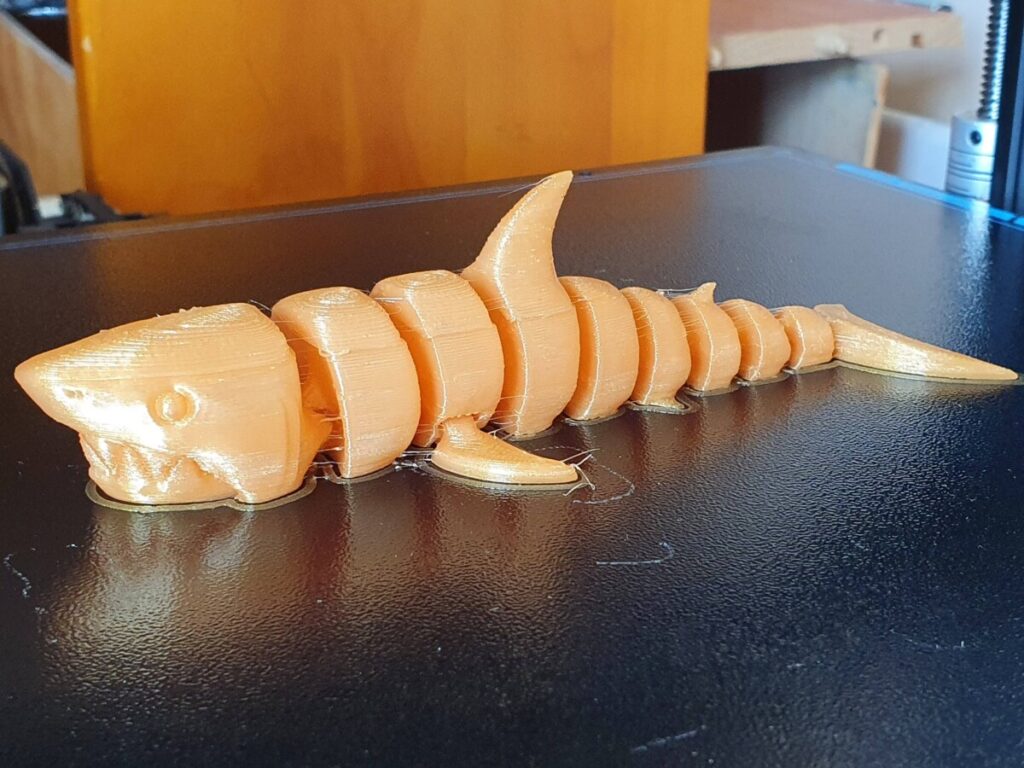 articulated shark on build surface